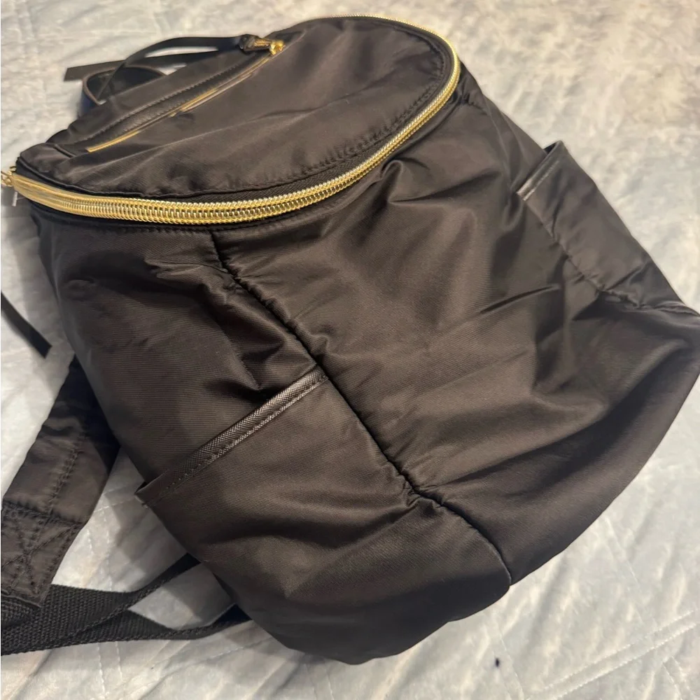Aimee Kestenberg Black‎ Nylon Backpack with Gold Accents